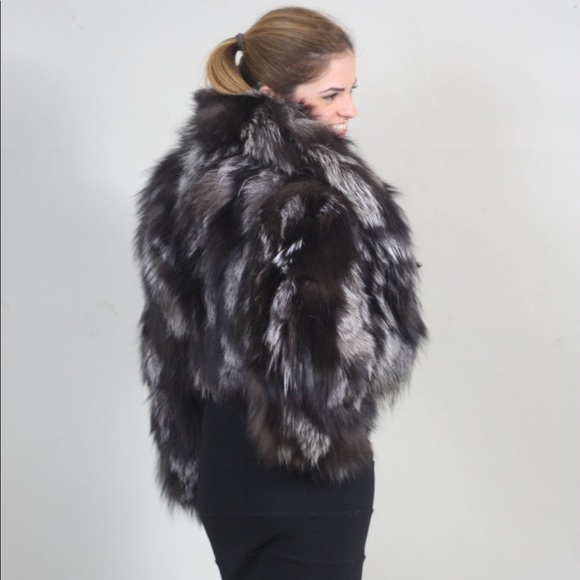 Cropped Silver Fox Fur Bolero Jacket - Picture 2 of 12